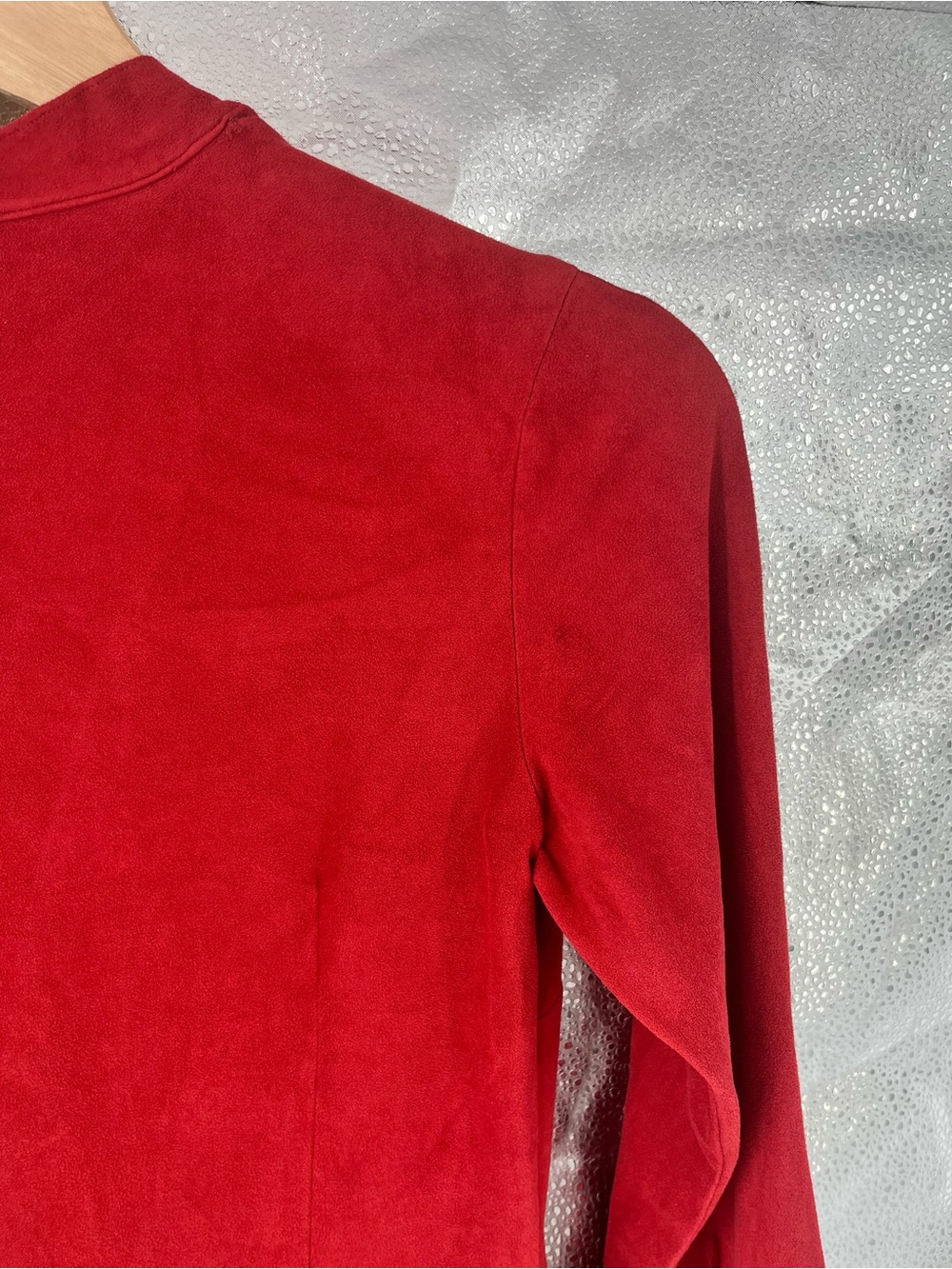 Laundry Shelli Segal Red Suede-Look Long Sleeve Tie Front Mini Dress USA XS Sz 2 - Picture 13 of 16